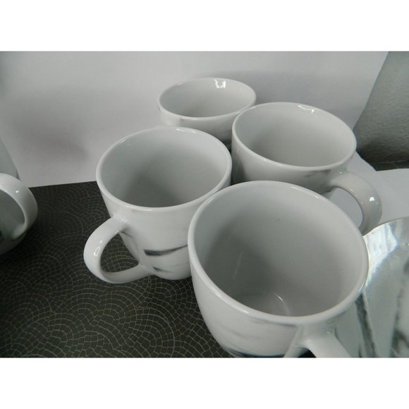 Marble Design Mugs Set of 4 H2K Home to Kitchen Porcelain Marble Effect Cups - Picture 9 of 12